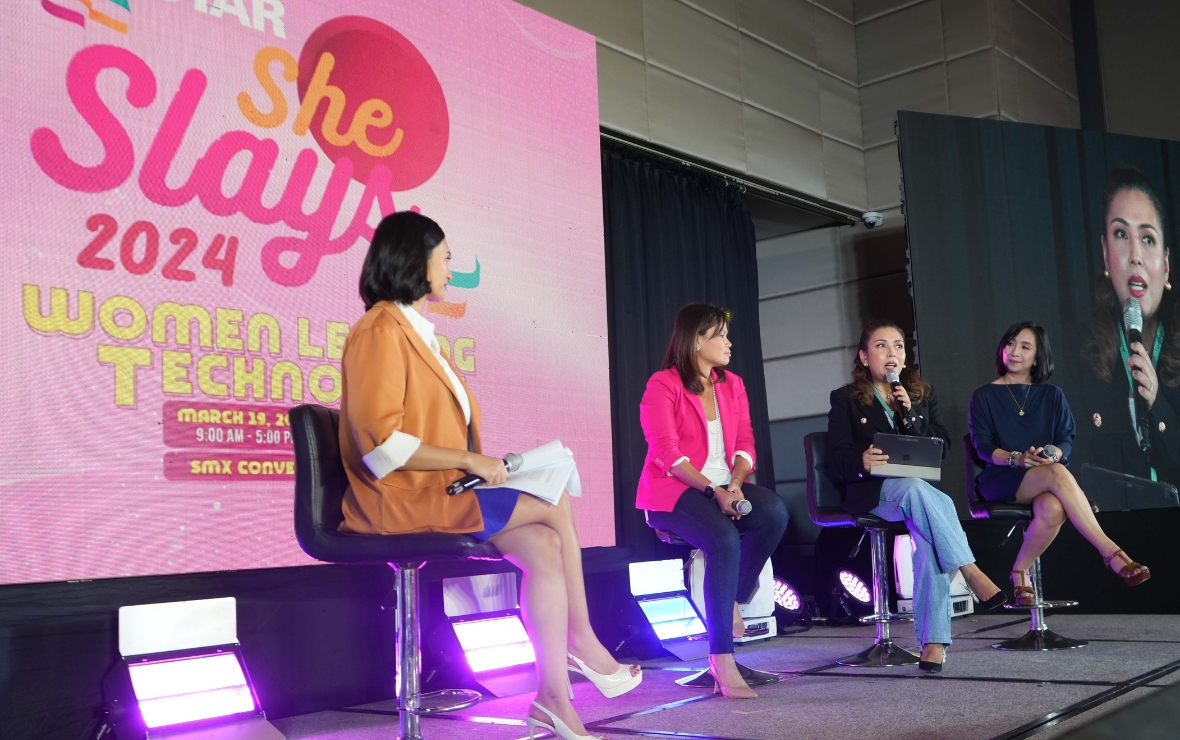 Converge SVP & Corporate Compliance and Data Protection Officer Atty. Laurice Esteban-Tuason (second from right) spoke in the recent She Slays 2024: Women Leading Technology, highlighting the efforts of Converge to promote gender diversity and inclusivity within the organization.